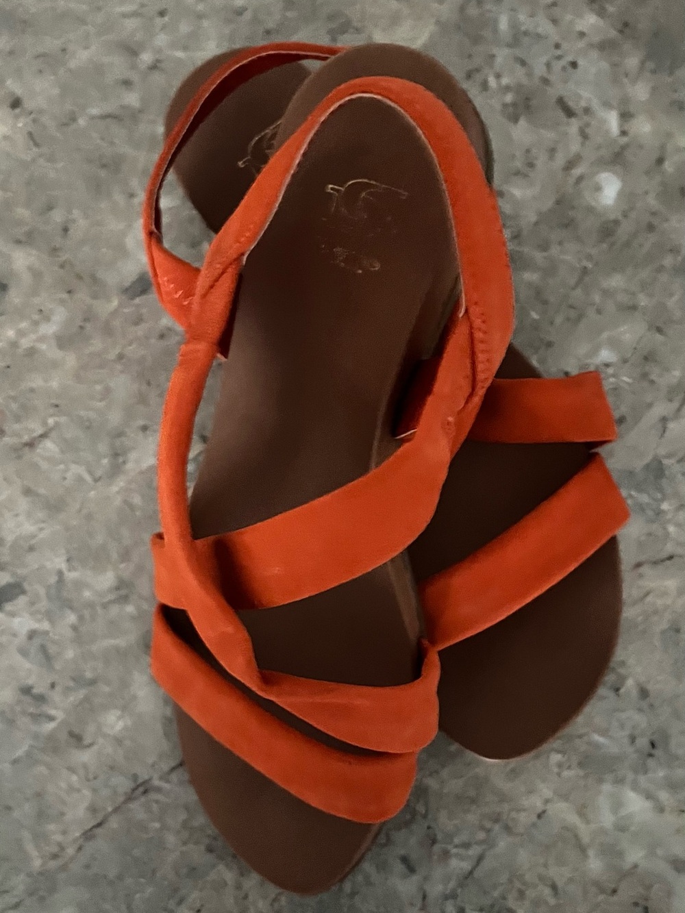 Dune London Orange Suede Strappy Sandals
